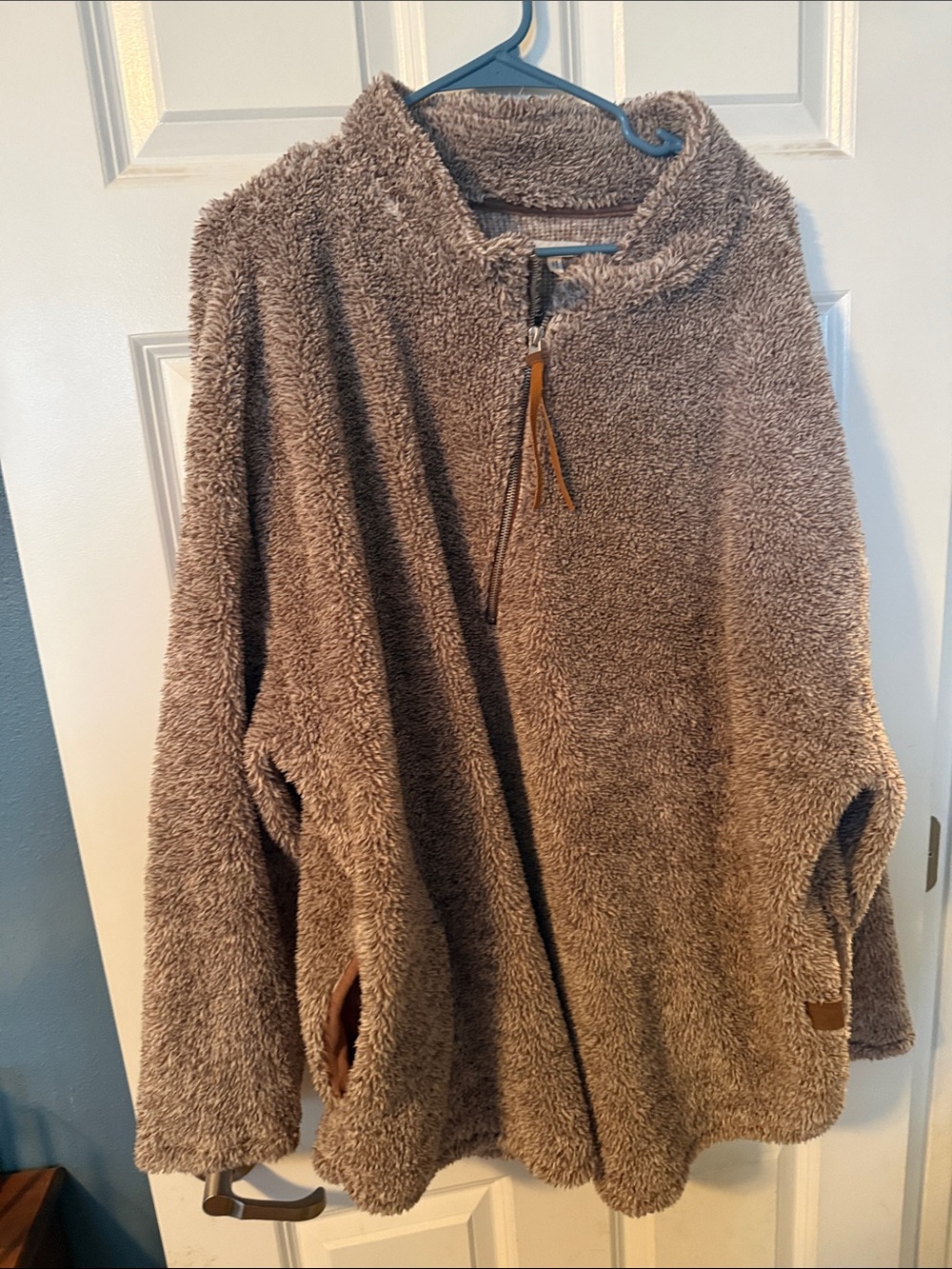Maurices Plush Sherpa Half-Zip Hoodie - Taupe Brown